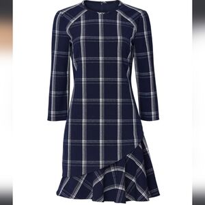 Shoshanna Aldora Dress SZ 6, RTR Design, Navy plaid dress
